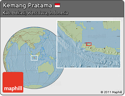 Savanna Style Location Map of Kemang Pratama, hill shading