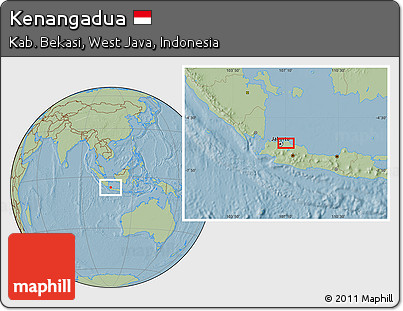 Savanna Style Location Map of Kenangadua, hill shading