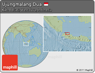 Savanna Style Location Map of Ujungmalang Dua, hill shading
