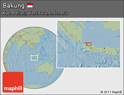 Savanna Style Location Map of Bakung, hill shading
