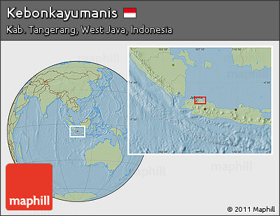 Savanna Style Location Map of Kebonkayumanis, hill shading
