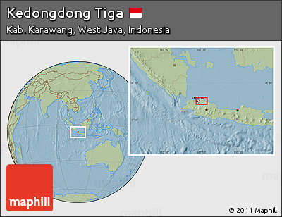 Savanna Style Location Map of Kedongdong Tiga, hill shading