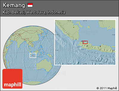 Savanna Style Location Map of Kemang, hill shading