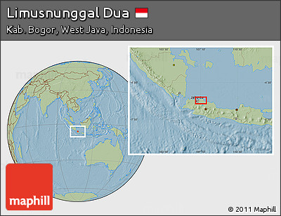 Savanna Style Location Map of Limusnunggal Dua, hill shading