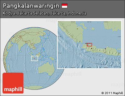 Savanna Style Location Map of Pangkalanwaringin, hill shading