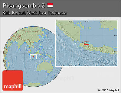 Savanna Style Location Map of Pisangsambo 2, hill shading