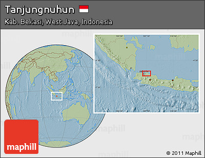 Savanna Style Location Map of Tanjungnuhun, hill shading