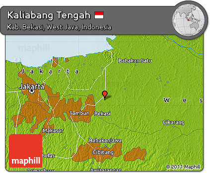Physical Map of Kaliabang Tengah
