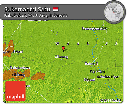 Physical Map of Sukamantri Satu