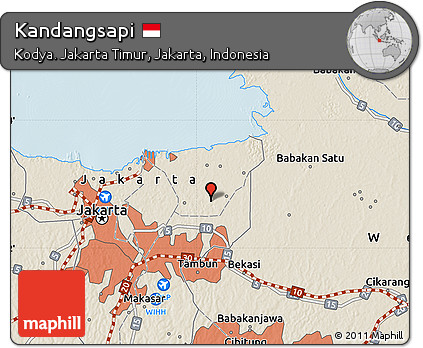 Shaded Relief Map of Kandangsapi