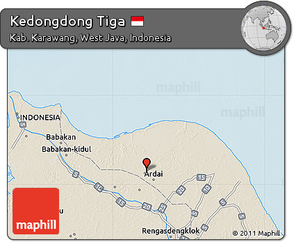 Shaded Relief Map of Kedongdong Tiga