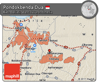 Shaded Relief Map of Pondokbenda Dua