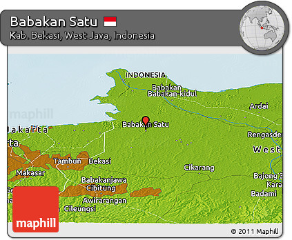 Physical Panoramic Map of Babakan Satu