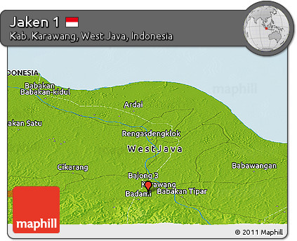 Physical Panoramic Map of Jaken 1