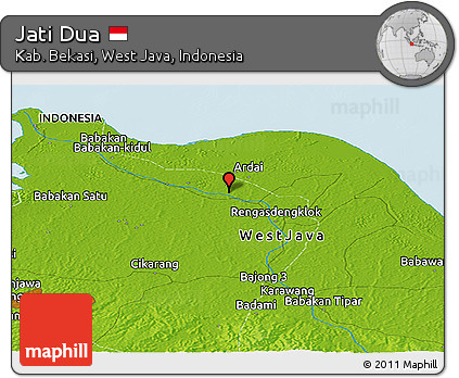 Physical Panoramic Map of Jati Dua