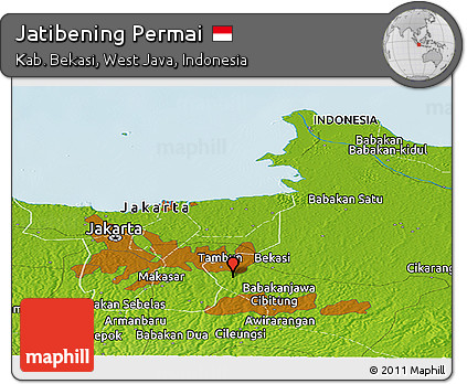Physical Panoramic Map of Jatibening Permai