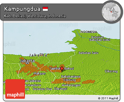 Physical Panoramic Map of Kampungdua