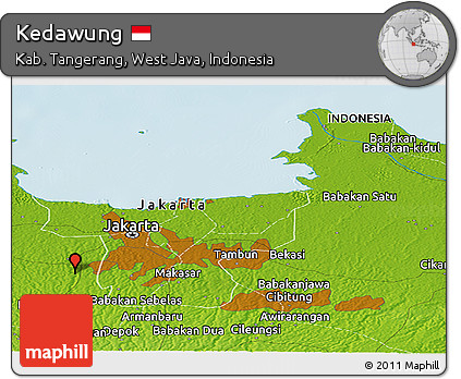 Physical Panoramic Map of Kedawung