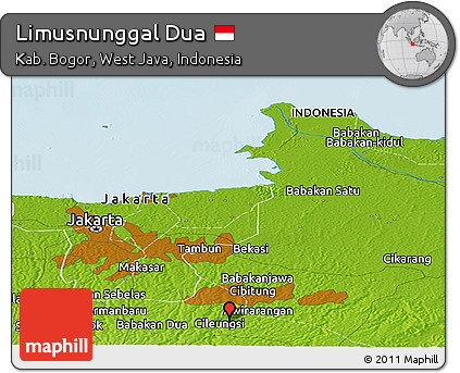 Physical Panoramic Map of Limusnunggal Dua