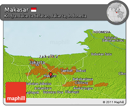 Physical Panoramic Map of Makasar