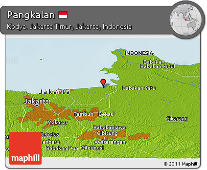 Physical Panoramic Map of Pangkalan