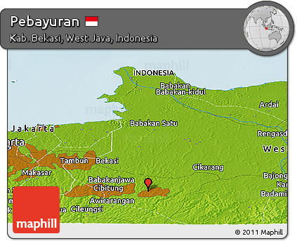 Physical Panoramic Map of Pebayuran