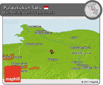 Physical Panoramic Map of Pulaukukun Satu
