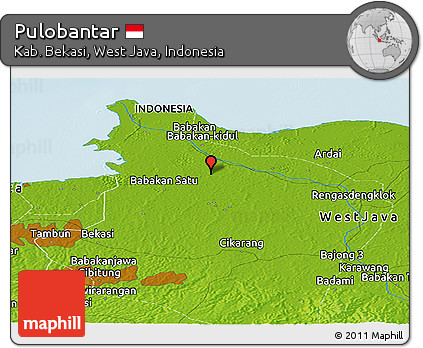 Physical Panoramic Map of Pulobantar
