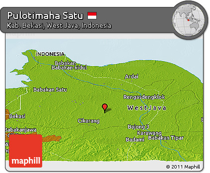 Physical Panoramic Map of Pulotimaha Satu