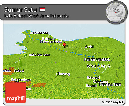 Physical Panoramic Map of Sumur Satu