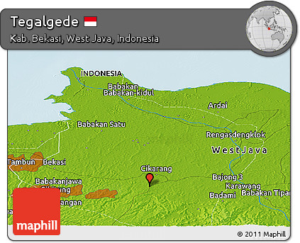 Physical Panoramic Map of Tegalgede