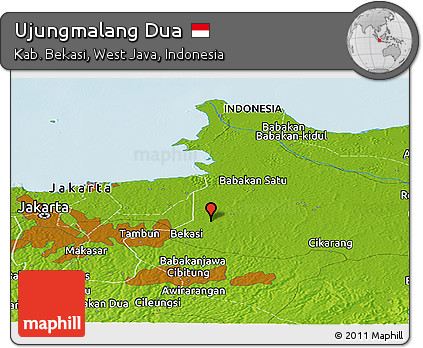 Physical Panoramic Map of Ujungmalang Dua
