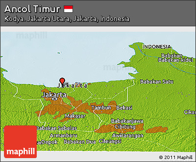 Physical Panoramic Map of Ancol Timur