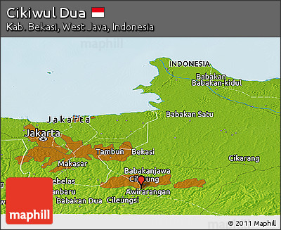 Physical Panoramic Map of Cikiwul Dua