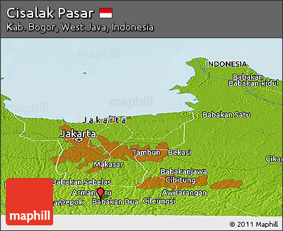 Physical Panoramic Map of Cisalak Pasar
