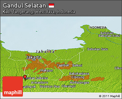 Physical Panoramic Map of Gandul Selatan