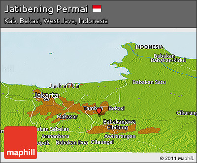Physical Panoramic Map of Jatibening Permai