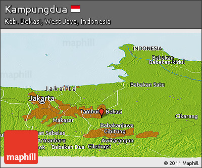 Physical Panoramic Map of Kampungdua