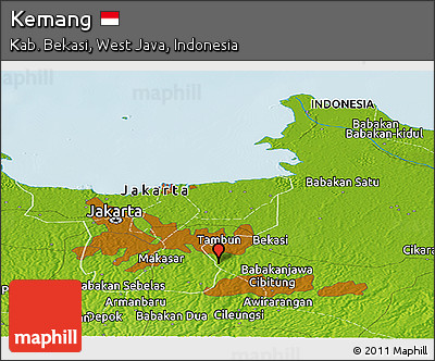Physical Panoramic Map of Kemang