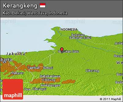 Physical Panoramic Map of Kerangkeng