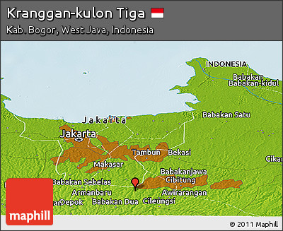Physical Panoramic Map of Kranggan-kulon Tiga