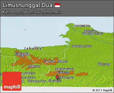 Physical Panoramic Map of Limusnunggal Dua