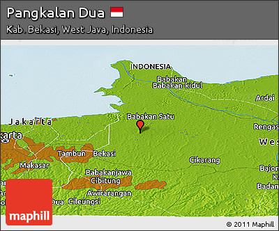 Physical Panoramic Map of Pangkalan Dua