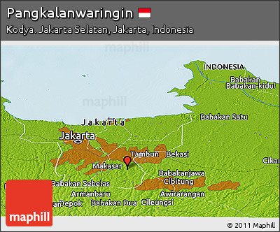 Physical Panoramic Map of Pangkalanwaringin