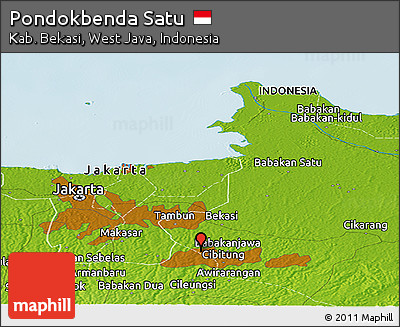 Physical Panoramic Map of Pondokbenda Satu