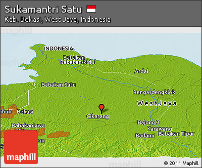 Physical Panoramic Map of Sukamantri Satu