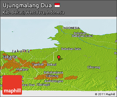 Physical Panoramic Map of Ujungmalang Dua