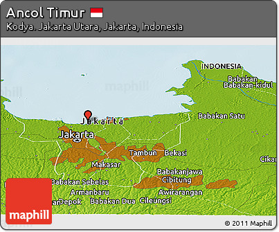 Physical Panoramic Map of Ancol Timur
