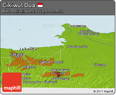 Physical Panoramic Map of Cikiwul Dua