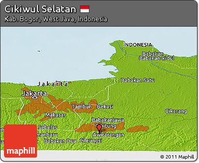 Physical Panoramic Map of Cikiwul Selatan